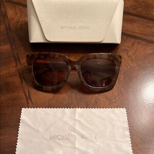 Michael Kors Brown Tortoise Sunglasses with Cream Case